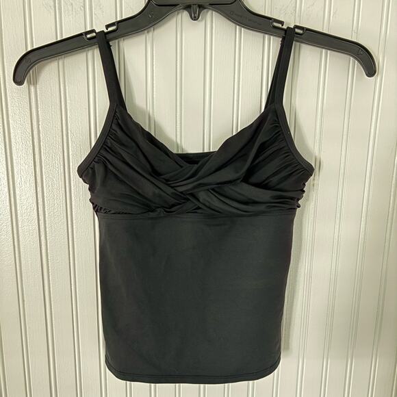 La Blanca Twist Ruched Front Flattering Tankini Swim Top Black Size 6 - Picture 7 of 7